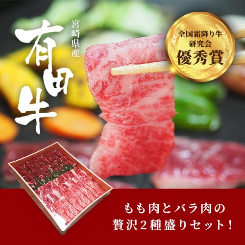 有田牧畜 宮崎有田牛焼肉贅沢2種盛りセット 600g