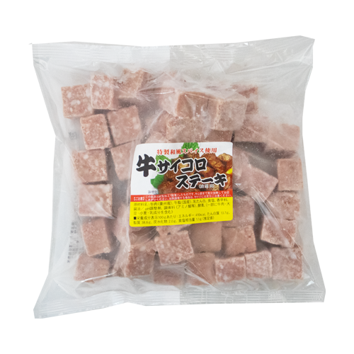 エヌケーフーズ　牛サイコロステーキ(成型肉)　500g