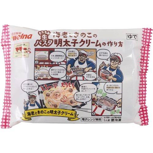 日清ウェルナ もちもち生パスタ海老とキノコの明太クリーム フォーク付 286g