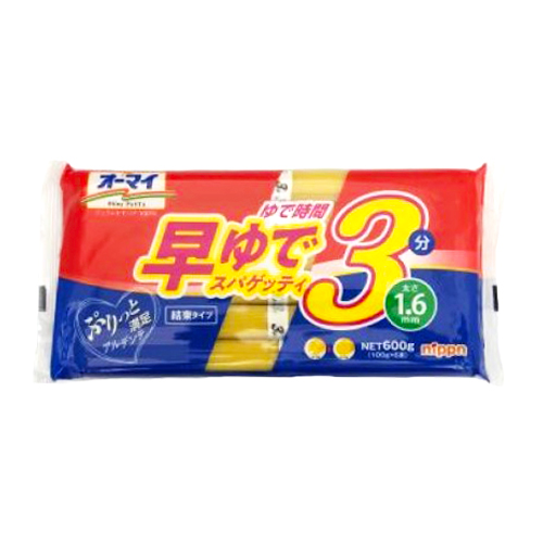 ニップン オーマイ早ゆでスパゲッティ 1.6mm結束タイプ 600g