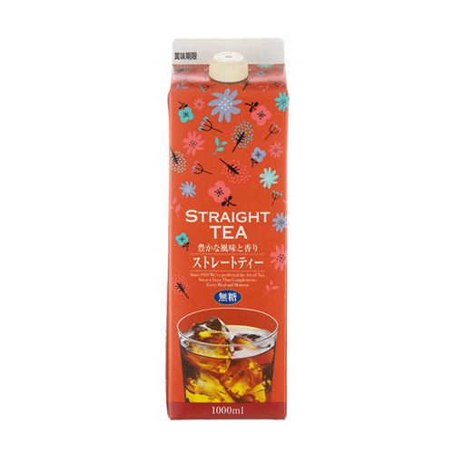 【季節限定】 ジーエスフード ストレートティー 無糖 1000ml