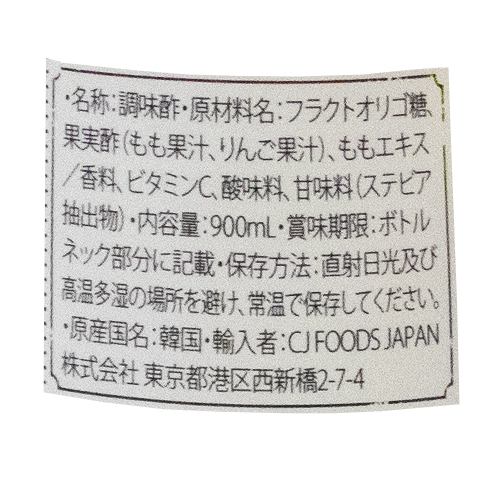 CJ FOODS JAPAN 美酢 ミチョ もも 900ml