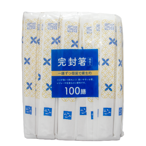 大和物産 割り箸 白樺元禄紙完封箸 七宝柄 楊枝有 100膳