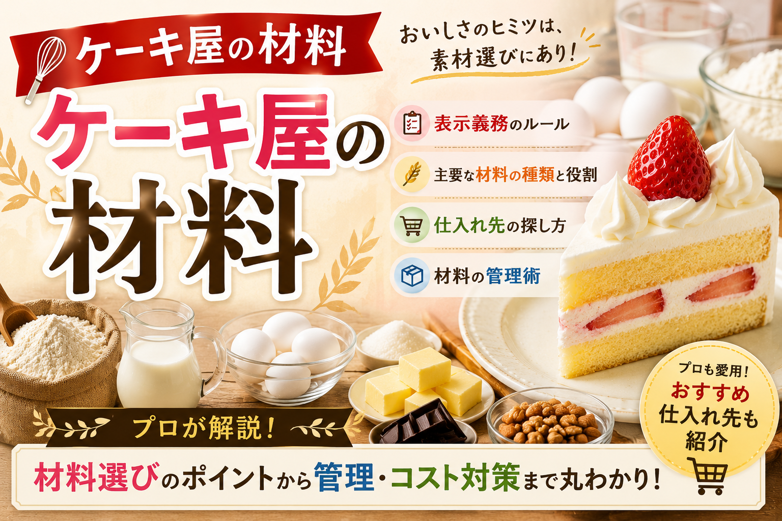 ケーキ屋の材料｜表示義務から仕入れ・選び方・管理術までプロが解説