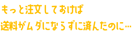 もっと注文しておけば送料がムダにならずに済んだのに…